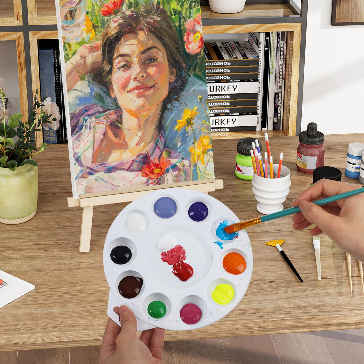 30Pcs Paint Tray Palettes, Plastic Paint Pallets with Hanging Hole for Kids or Students to Paints on School Project, Art Class or Have a Birthday Painting Part Halobios