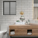 Bathroom Essentials Rustic Wood Storage Box, Bathroom Tray Decor and Organizer, Toilet Paper Holder Basket, White Wooden Crate with Rope Handles, Farmhouse Style CreativeWise