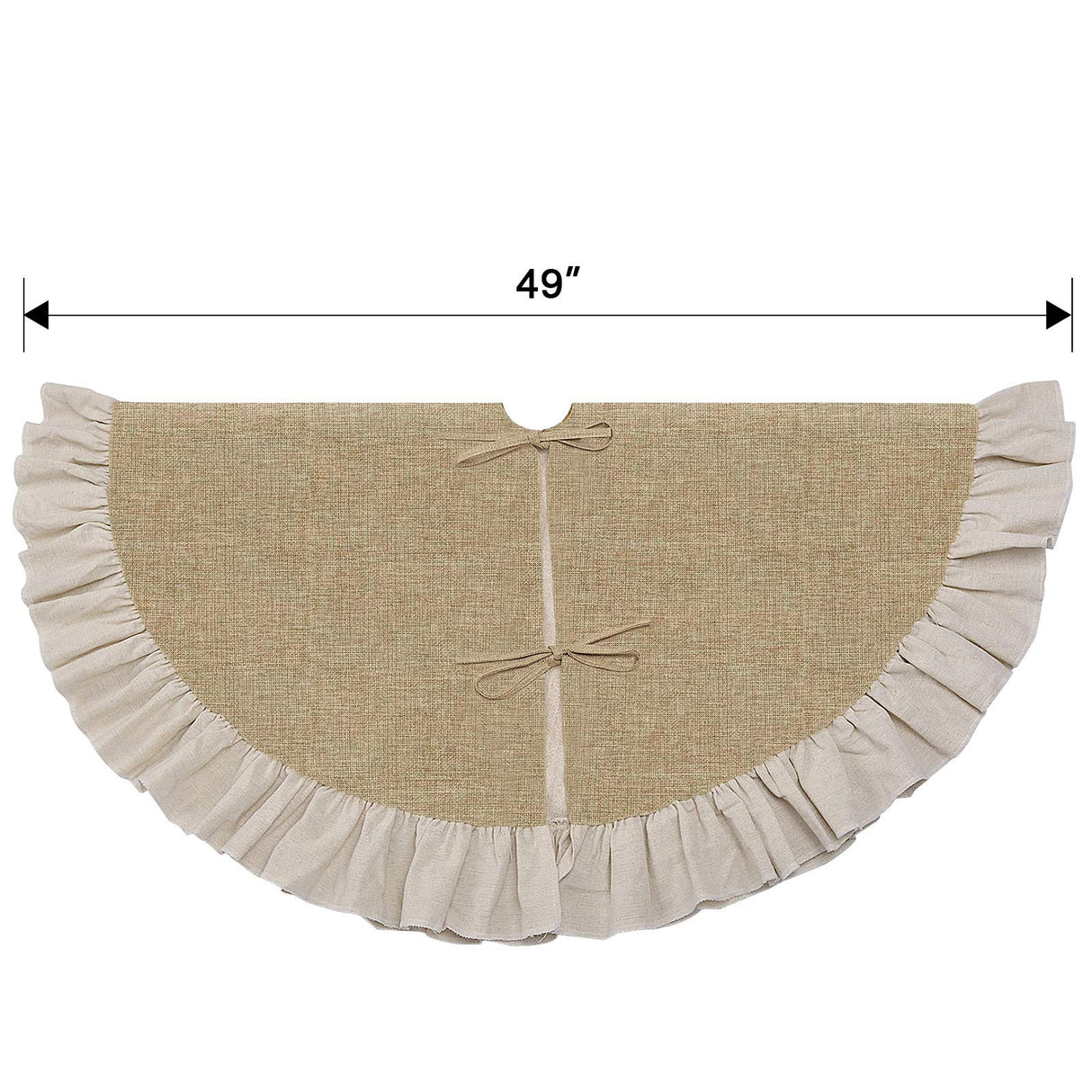 yuboo 48" Burlap Fall Christmas Tree Skirt with Ruffle Border, Beach Farmhouse Tree Skirt Linen Rustic Tree Ornaments for Christmas Holiday Party Decorations yuboo