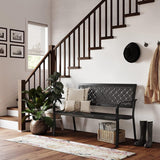 Grand patio 50" Outdoor Bench Garden Bench with Armrests Bench for Outdoors Lawn Yard Porch Black Grand patio