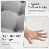 HUIMO 30-Inch Round Storage Ottoman, Modern Button Tufted Coffee Table with Removeable Top, Upholstered Ottoman with Storage Footrest Stool for Living Room, Bedroom and Office(Grey) HUIMO