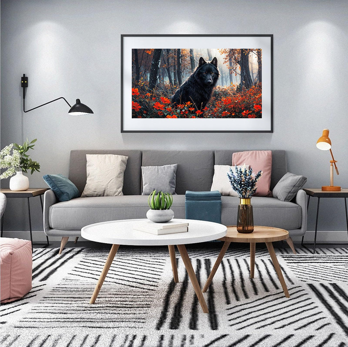 JOOZ Large Diamond Art Kits for Adults - 5D Wolf Diamond Painting Kits for Adults, DIY Full Drill Black Wolf Diamond Art Painting, Gem Painting Kit for Home Wall Decor 27.5 X 15.7 Inch JOOZ