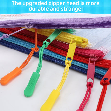 24pcs Mesh Zipper Pouch File Bags Puzzle Storage Bags, A4 13x9 Inches Large Reusable Zipper Pouches for Organizing Classroom Board Game Organization YOPCDJ