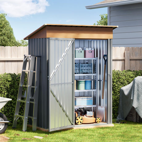 Verdeluxe 5x3FT Multi-Used Shed & Outdoor Storage Shed with Lockable Door, Compact Metal Tool Shed for Garden, Backyard, Patio, Utility, and Various Storage Shed(Matte Gray) Verdeluxe