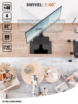 Universal Floor TV Stand with Mount 80 Degree Swivel Height Adjustable and Space Saving Design for Most 27 to 65 inch LCD, LED OLED TVs, 2 Shelves Perfect for Corner & Bedroom HT2002B Hemudu