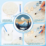 Faccito 4 Pack Wooden Landscape Paint by Numbers Kit for Adults Beginners 8 Inch Unfinished Round Wood Board Acrylic Paint Nylon Brush Hook Distant Mountains Sunset Lake DIY Crafts for Home Wall Decor Faccito