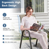 Amopatio 3 Piece Patio Set, Outdoor Stackable Dinging Chairs for All Weather, Breathable Garden Furniture for Backyard Deck, Brown Amopatio