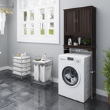 Yaheetech Espresso Over The Toilet Storage Rack with Adjustable Shelves and Doors Yaheetech