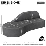 SumKea Luxury Modern Curved Sofa, 91'' Minimalist Style Comfy Couch for Living Room Apartment, 3 Wide Seat Modular, Elegant Gray SumKea