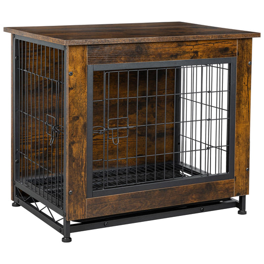 JY QAQA Dog Crate Furniture, Wooden Dog Crate Table, Double-Doors Dog Furniture, Indoor Dog Kennel, Dog House, Dog Cage Large