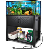 BEURUKU 40 Gallon Tank Stand with Cabinet and Power Outlets, Heavy Duty Metal Aquarium Stand for 40-50 Gallon Breeder Tank, Turtle Tank, Double Terrarium Stand, 660LBS Capacity, Black BEURUKU