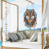 VAIIEYO Wolf Diamond Painting Hanging, Animal Diamond Painting Suncatchers Double Side Window Hanging Kit with Chain, 7.5x7.5 inch Crystal Pendant Art Craft for Gift Home Wall Front Door Decoration VAIIEYO