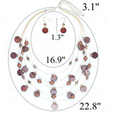 Firstmeet Handmade Multi-Layer Round Shell Wooden Beads Necklace with Earrings(XL-1101-Brown) Firstmeet