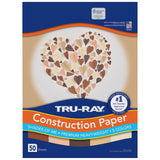 Tru-Ray Shades of Me Construction Paper, 5 Assorted Skin Tone Colors, 9" x 12", 50 Sheets Tru-Ray