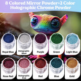 LET'S RESIN Chrome Powder,10 Colors Metallic Mirror Effect Chrome Powder for Nail, Holographic Pigment for Epoxy Resin, Slime, Crafting, Tumbler, Oil Painting LET'S RESIN