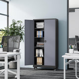 Fesbos Metal Rolling Storage Cabinet-74.6” Tall Steel File Cabinets with Wheels Lockable Doors and Adjustable Shelves-Black & Gray Steel Storage Cabinet for Home, School, Office, Garage Fesbos