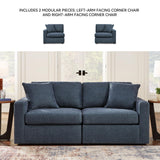 Signature Design by Ashley Modmax Contemporary Modular Stain Resistant 2-Piece Loveseat with Removable Covers and 2 Accent Pillows, Blue Signature Design by Ashley