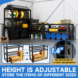 CYNNDA 4-Tier 40" W x 19.7" D x 60" H Garage Shelf Heavy Duty Metal Garage Shelving Load 2200LBS Utility Shelves Industrial Rack Adjustable Shelves for Garages Basement Storage Shelves (Black) CYNNDA