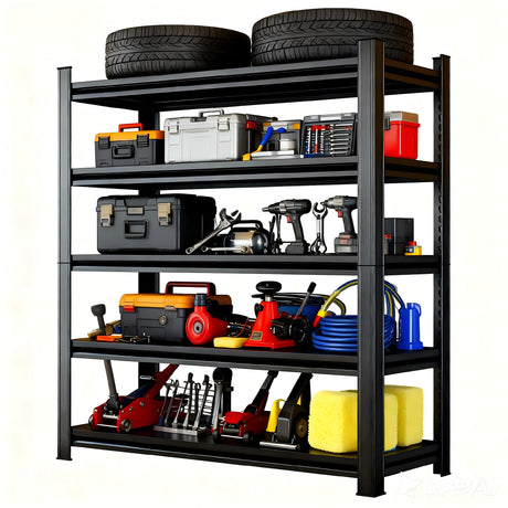 Hymnxemo 5-Tier Heavy Duty Shelves 2500lb Capacity, Adjustable Metal Garage Storage Rack for Basement Warehouse, Easy Assembly, Size 45.3''W×19.7''D×77''H Hymnxemo