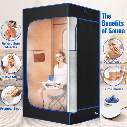 X-Vcak Sauna Box, Portable Sauna, Steam Sauna for Home with 3L Steamer, Remote Control, Folding Chair, 31.5”x 31.5”x 70.9”