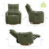 CHITA Swivel Rocker Recliner Chair, Power Nursery Glider Recliner, Nursery Rocking Chair with Adjustable Power Headrest, FSC Certified, Solid Wood Base, Moss Green CHITA