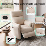 LINSY 360 Swivel Rocker Recliner - Corduroy Nursery Glider Rocking Chair with 2 Pillows, Comfy High Back Adult Recliner for Small Spaces, Nursery Bedroom Living Room Reclining Chairs (Beige) LINSY