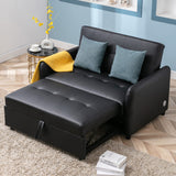 Merax Convertible PU Leather Sleeper Sofa Bed, 51" Modern Adjustable Pull Out Bed Lounge Chaise Oversized Armchair with 2 Side Pockets for Home Office Merax