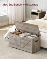 VASAGLE Storage Chest, Storage Trunk with 2 Safety Hinges, Storage Bench, Shoe Bench, Farmhouse Style, 15.7 x 39.4 x 18.1 Inches, for Entryway, Bedroom, Living Room, Heather Greige ULSB060K03 VASAGLE