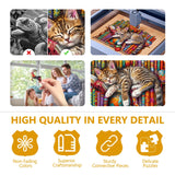 Wooden Puzzles for Adults, Snoozing Cat Wooden Jigsaw Puzzles for Adults, Library Kitten Wood Puzzles Adult, Unique Animal Shape, Gifts for Cat Lovers & Friends, Home Decor (XL -17.3 * 14in -450 pcs) Pijesaksa