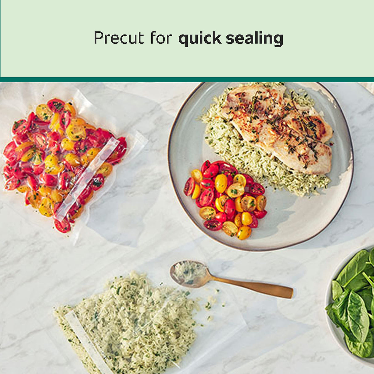 FoodSaver Precut Vacuum Sealer Bags for Airtight Food Storage and Sous Vide Cooking, BPA-Free, 1 Quart, 44 Count FOODSAVER