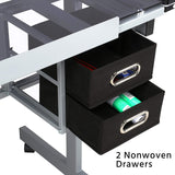 Topeakmart Glass Drafting Table Rolling Drawing Desk Artists Art Craft Desk w/2 Slide Drawers and Wheels for Home Office School Topeakmart