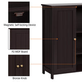 Topeakmart Bathroom Floor Cabinet Double Doors Free-standing Storage Cabinet with Adjustable Shelves, Anti-toppling Design, Espresso Topeakmart