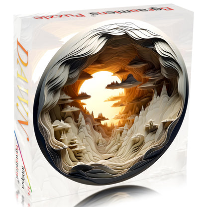 Bgraamiens Puzzle-Dawn- 3D Visual Dawn Inside a Cave 1000 Pieces Round Puzzle for Adult,Unique Puzzle Autostereoscopy Puzzle Hard Challenge Puzzle for Adult