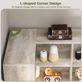 IRONCK Corner Bookshelf, 76" Tall Corner Bookshelves, 6 Tiers L-Shaped Bookcase with 10 Open Shelves and 2 Storage Drawers for Living Room or Home Office IRONCK