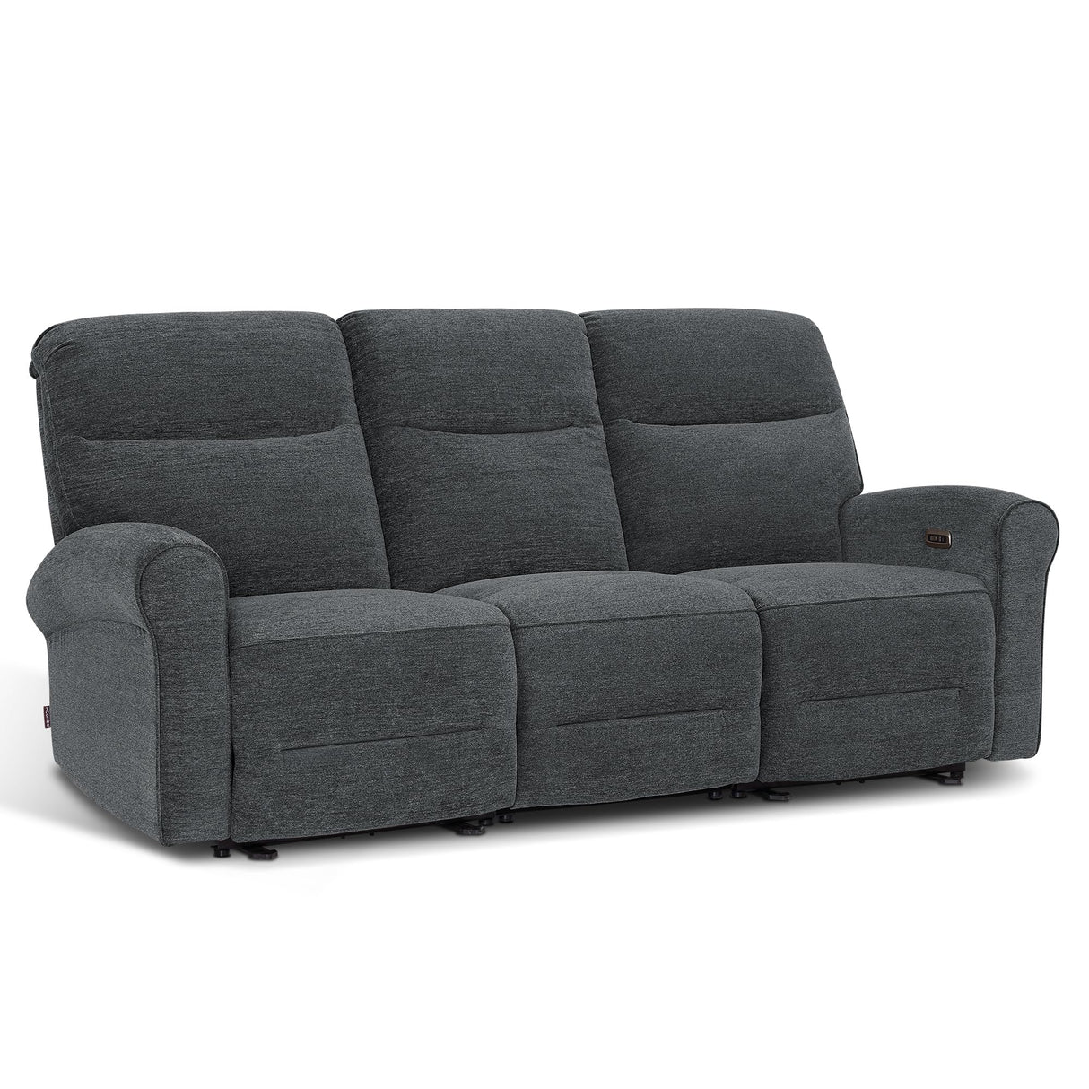 MCombo 87.8" Wall Hugger Power Reclining Sofa with Drop Down Table, 3-Seater Recliner Couch for Small Spaces Living Room RV, USB Ports, Fabric PR635M3 (Dark Grey) MCombo