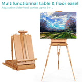 VISWIN French Easel, Hold Canvas up to 34", Beech Wood Adulstable Foldable Studio & Field Sketchbox Easel with Drawer, Palette, Level Instrument & Scale Leg, Portable Tabletop & Floor Painting Easel VISWIN