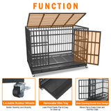 BOLDBONE 54/48/42/38 inch Heavy Duty Indestructible and Escape-Proof Dog Crate Cage Kennel for Large Dogs, High Anxiety Dog Crate with Removable Crate Trays, Wheels and Double Door, Extra Large XL XXL BOLDBONE