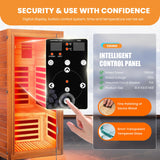 ToTibuy Far Infrared Sauna for Home 1 Person Indoor Wood Sauna Personal Spa Room 1065W 120V with Red Light Bluetooth Speakers 31.5"x31.5"x63" ToTibuy