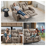 RV Loveseat Recliner Sofa,Reclining Loveseat Sofa Wall Hugger Recliners for Small Spaces, Double Manual Recliner Couches with Cup Holders for Living Room Furniture(Khaki, Loveseat) Generic