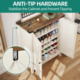 YITAHOME Shoe Cabinet with Doors, Farmhouse 5-Tier Shoe Storage Cabinet for Entryway, Large Capacity Wooden Shoes Rack Organizer for Entryway/Hallway/Closet, Beige YITAHOME