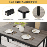 Zevemomo 6-Piece Solid Wood Dining Table Set, Including 1 Dining Table, 4 Upholstered Chairs and 1 Bench, Wooden Legs Dining Table Set for Dining Room, Kitchen, Restaurant, Dark Grey Zevemomo