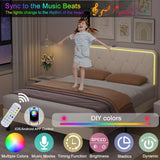 VECELO Upholstered Full Bed Frame with Headboard Adjustable, Velvet Platform Beds with LED Lights, Charging Station, Mattress Foundation with Wooden Slats, Noise Free, No Box Spring Needed, Beige VECELO