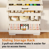 IRONCK Farmhouse Kitchen Pantry Cabinet, 72" Height Tall Freestanding Cupboard with Sliding Storage Rack and 6 Hanging Shelves for Kitchen, Dining Room, White IRONCK