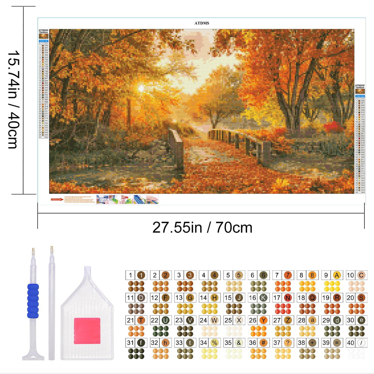 ATDMS Large Diamond Art Kits for Adults - DIY 5D Landscape Diamond Painting Kits for Adults,Full Drill Forest Diamond Painting, Sunset Gem Art Kits for Home Wall Decor 27.5x15.7 Inch ATDMS