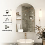 FUNFOLLOW Silver Medicine Cabinet with Mirror,Bathroom Arched Medicine Cabinet Wall Mounted, Modern Vanity Mirror with Storage,Bathroom Storage Cabinet with Adjustable Shelves,Not Recessed,24x36 Inch FUNFOLLOW