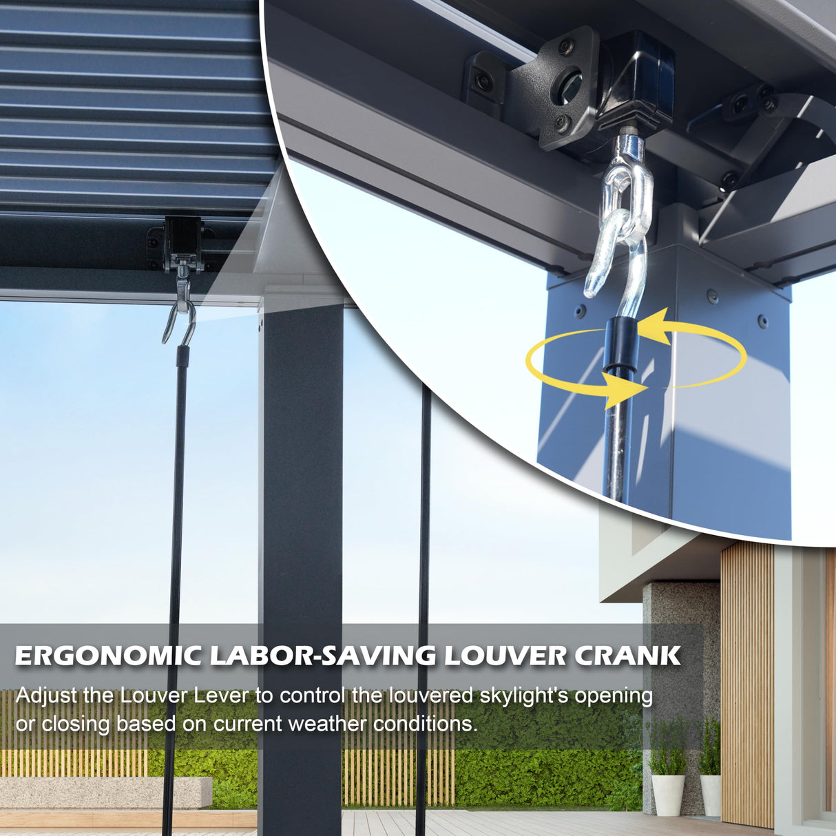 Sunnyglade Patio Pergola Canopy Modern Aluminum Pergola with Adjustable Louvered Gazebo for BBQ, Backyard,Party, Lawn,Garden (Dark Gray, 10x13FT) Sunnyglade