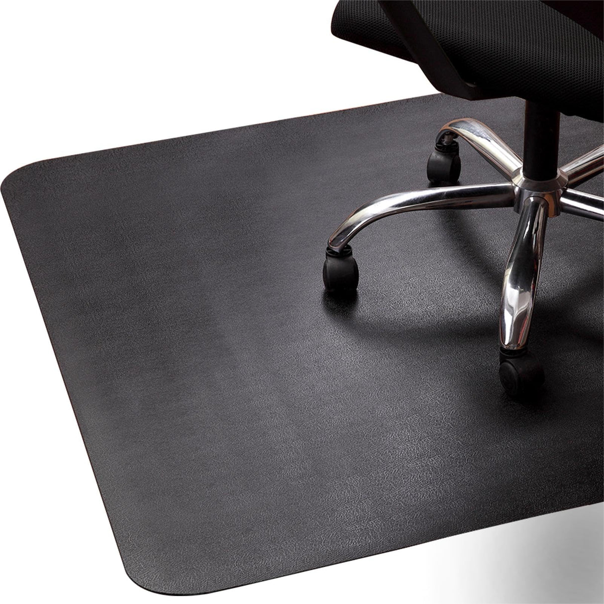 Office Rolling Chair Mat for Hardwood and Tile Floor, Black, Anti-Slip, Non-Curve, Chair Mat Best for Under The Computer Desk, 47 x 35 Rectangular Non-Toxic Plastic Protector, Not for Carpet Lesonic