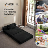 VINGLI Futon Sofa Bed Black Sleeper Sofa Chair Bed Floor Sofa Twin Small Couch Folding Mattress Couches for Living Room Floor Chair Freestanding RV Futon Couch for Indoor and Outdoor VINGLI