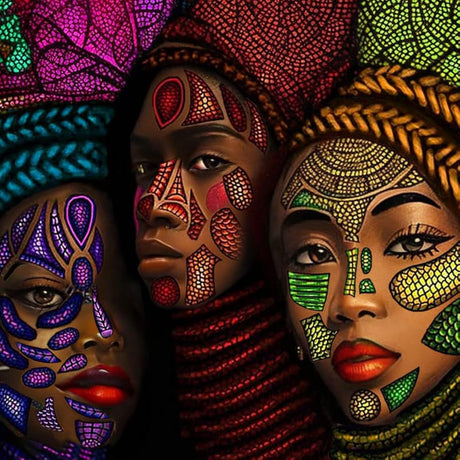 SKRYUIE 5D Diamond Painting Colorful African Women Full Drill by Number Kits, Diamond Art Kits for Adults African American DIY Craft Set Arts Decorations(12x12 inch) SKRYUIE