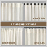 Natural Linen Curtains 108 Inches Long for Living Room 2 Panels Set Loop Pocket Back Tab Draperies Neutral Earth Tone Soft Cotton Textured Semi Sheer Linen Curtains for Large Window Vertical 9 FT Tall Pitalk